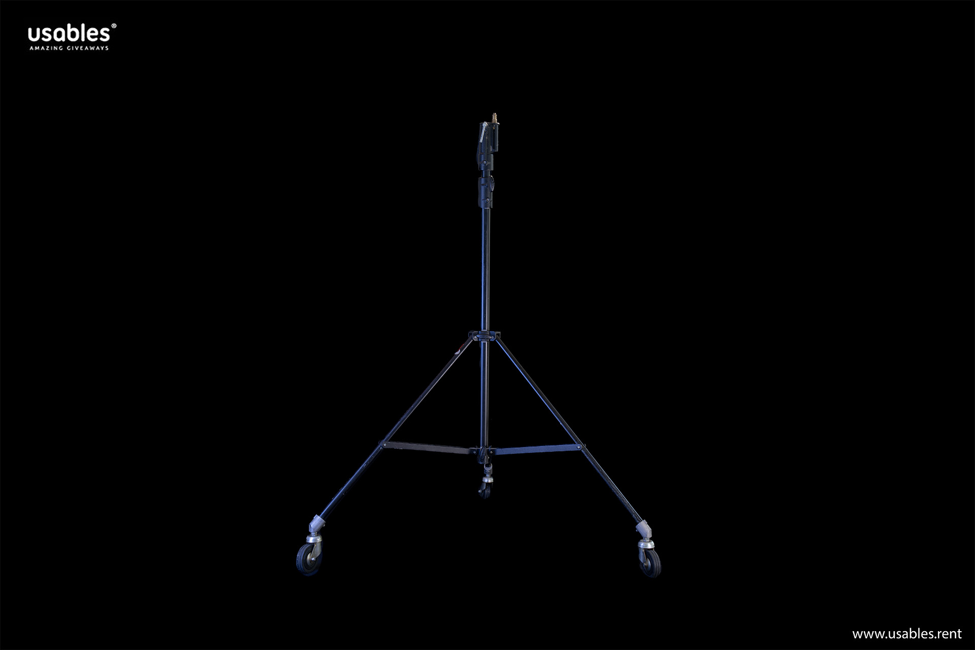Manfrotto Stativ 1,44-2,25m mit TV-Zapfen und kleiner Zapfenaufnahme auf Rollen